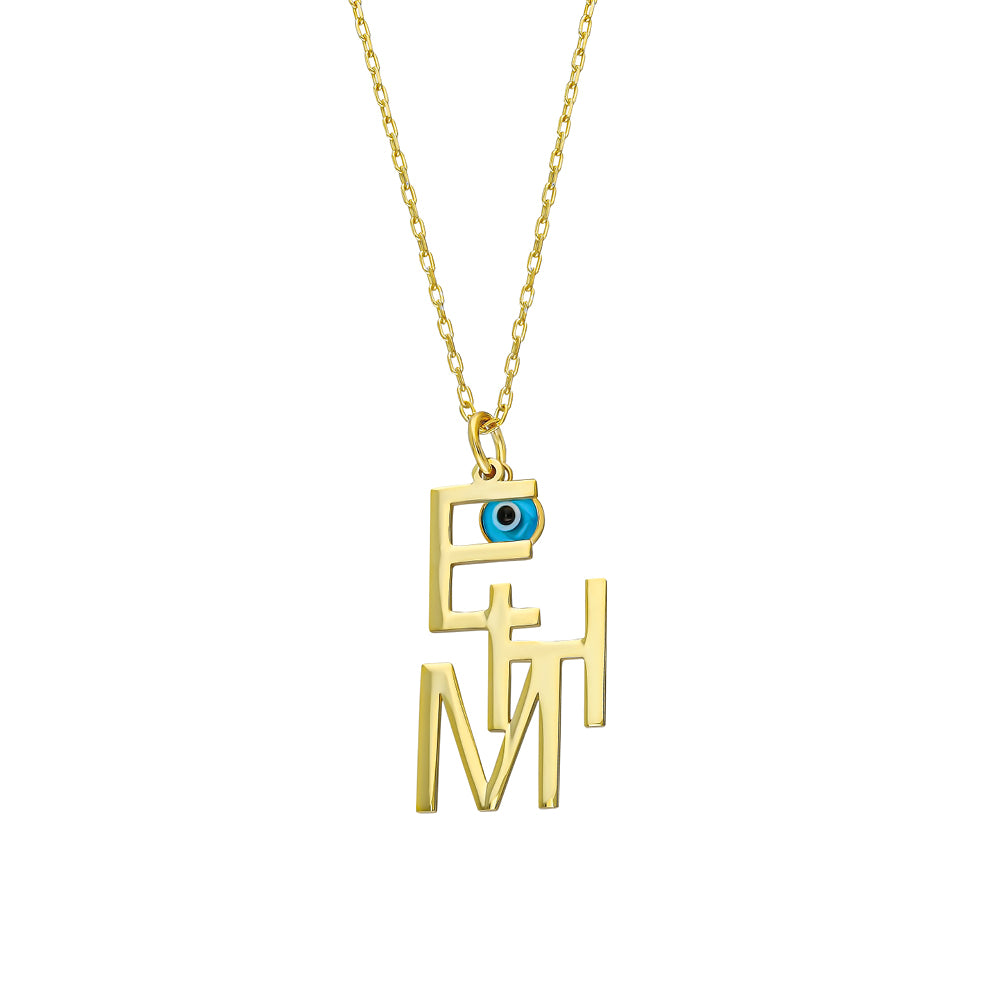 TRIO INITIALER HALSBAND MED NAZAR | 925 SILVER