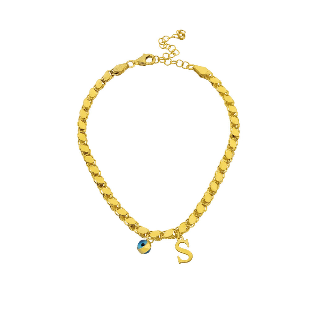 Gersten Buchstaben Armkette mit Nazar (7001246138413)