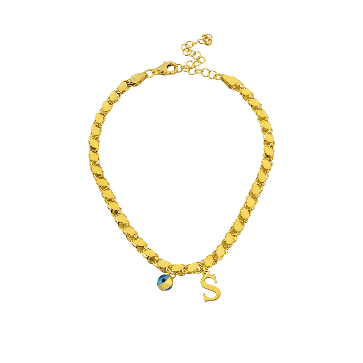 Gersten Buchstaben Armkette mit Nazar (7001246138413)