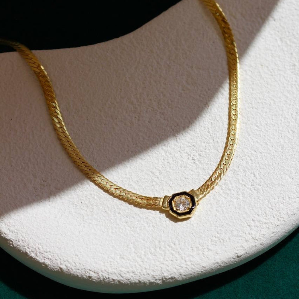 SNAKE BIG ZIRCONIA KEDJA | 925 SILVER