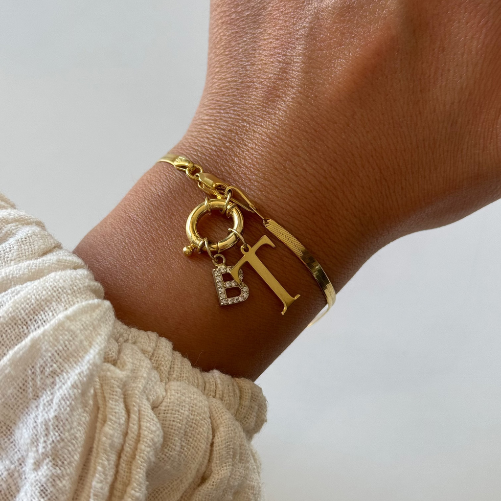 SNAKE DUO BUCHSTABEN ARMBAND | 925 SILBER - Kardelen