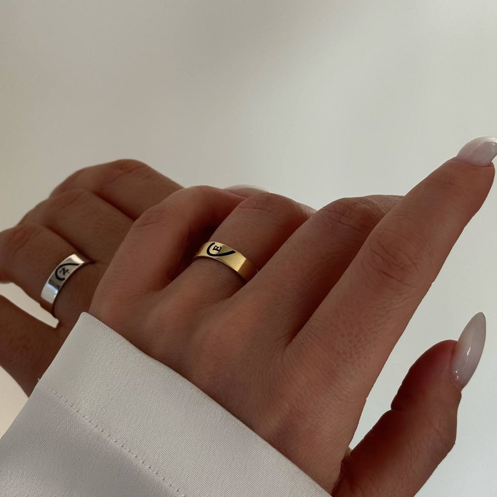 BREV HJÄRTA PARTNER RINGAR | 925 SILVER