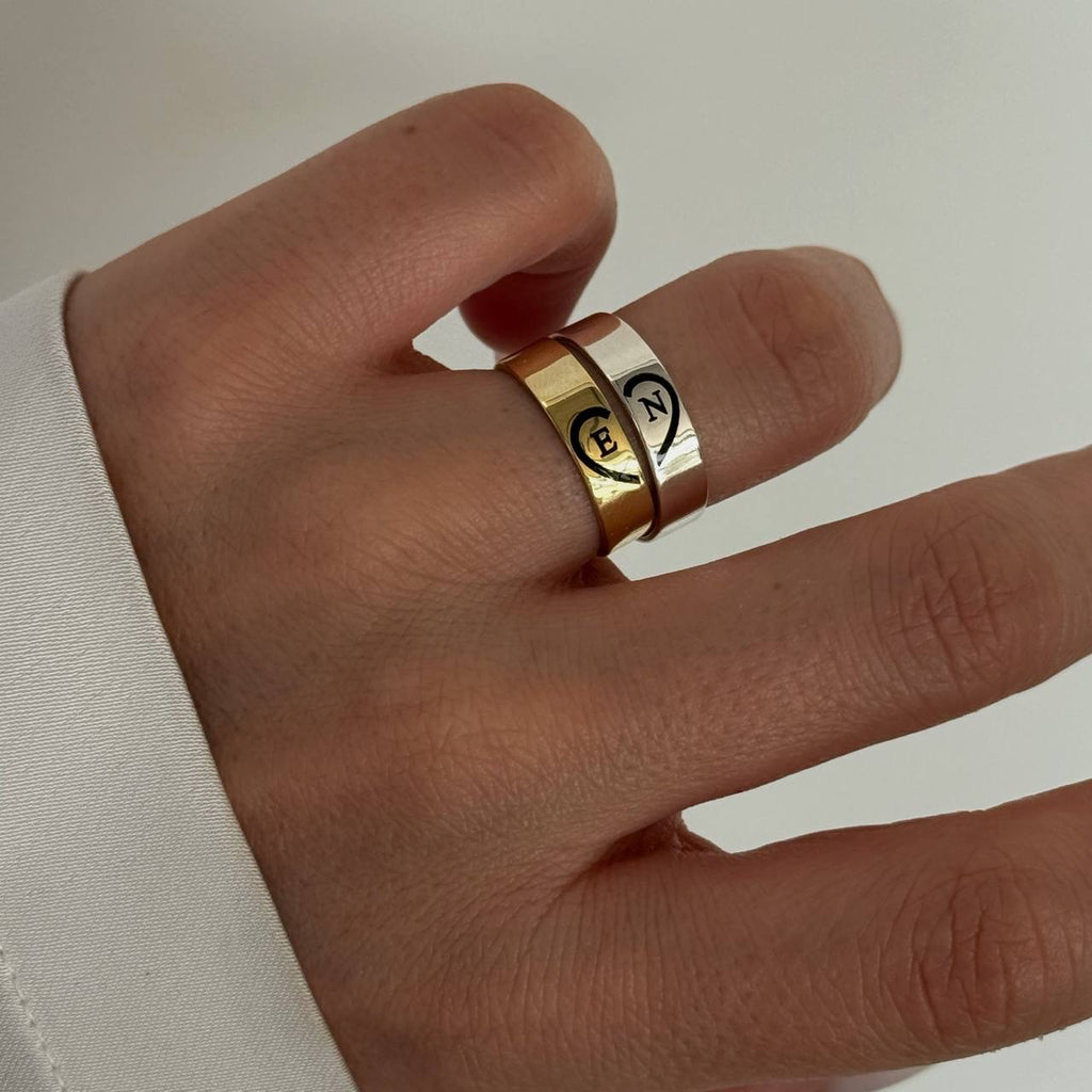 BREV HJÄRTA PARTNER RINGAR | 925 SILVER