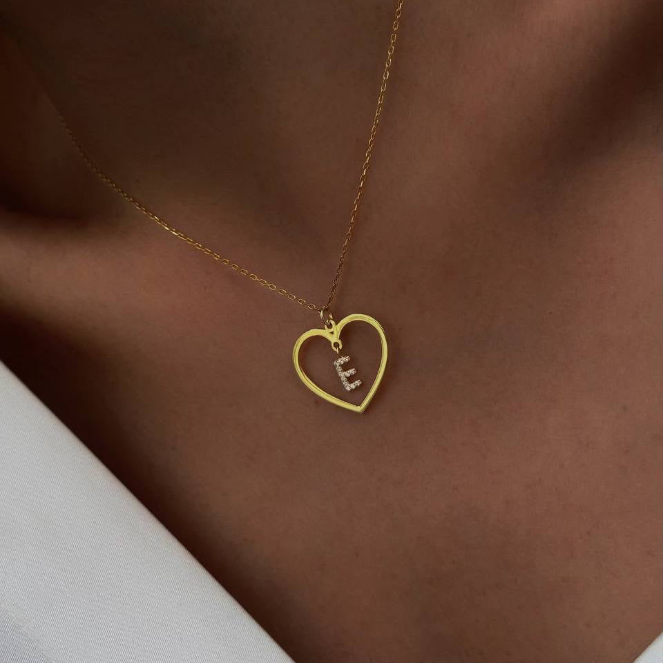 BASIC HJÄRTABREV KRAGE MED ZIRCONSTEN | 925 SILVER