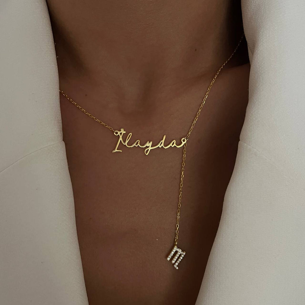 NAMN KRAGE MED HÄNGA STJÄRNHÖRN | 925 SILVER