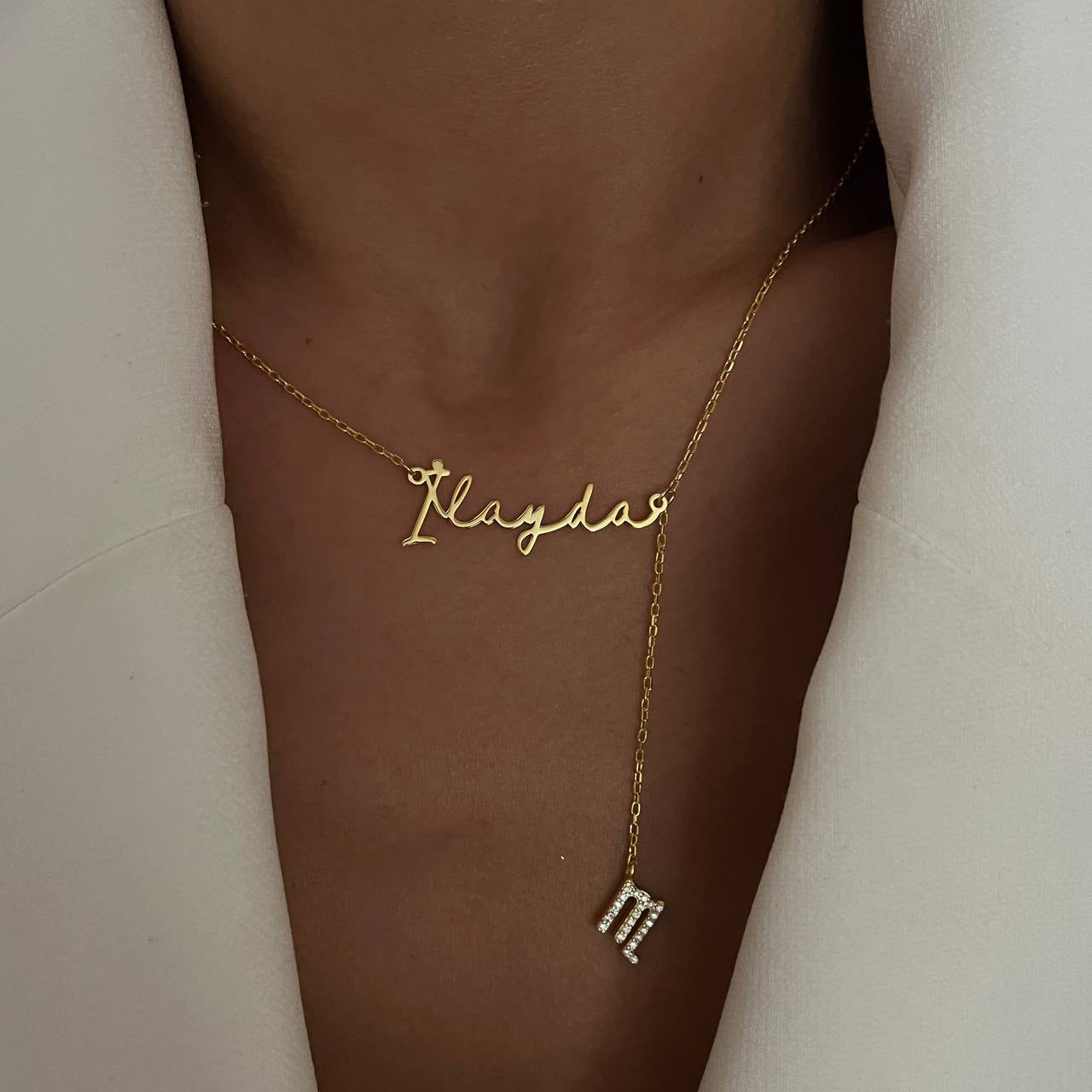 NAMN KRAGE MED HÄNGA STJÄRNHÖRN | 925 SILVER