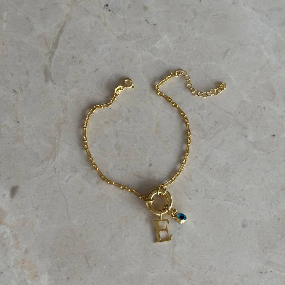 BOKSTAV X ONDA ÖGON SHIP LOCK ARMBAND | 925 SILVER