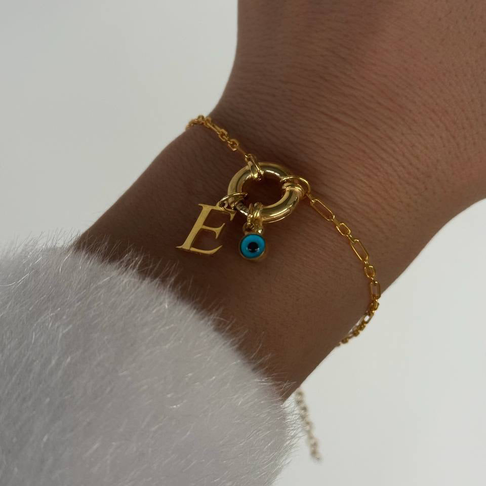 BOKSTAV X ONDA ÖGON SHIP LOCK ARMBAND | 925 SILVER