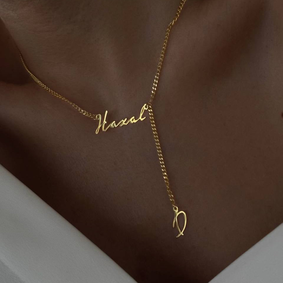 GOURMET KEDJA SWINGING NAMN OCH BREV KRAGE | 925 SILVER