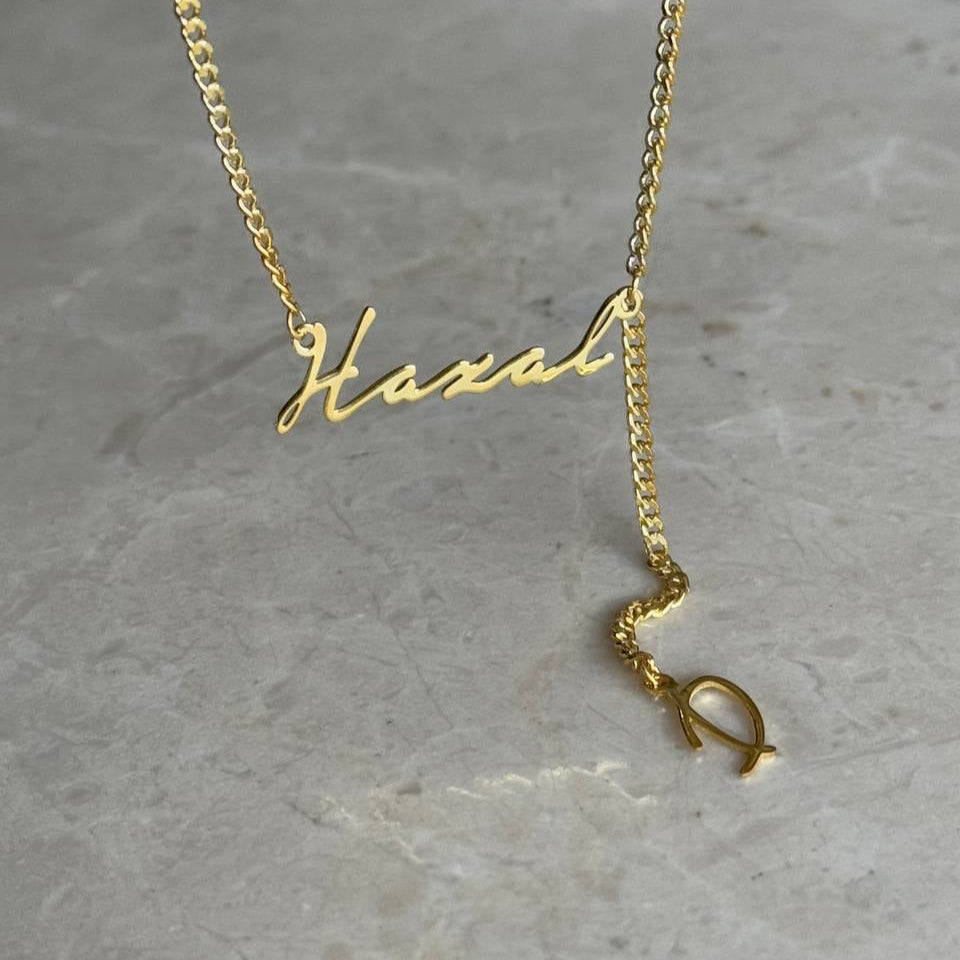 GOURMET KEDJA SWINGING NAMN OCH BREV KRAGE | 925 SILVER