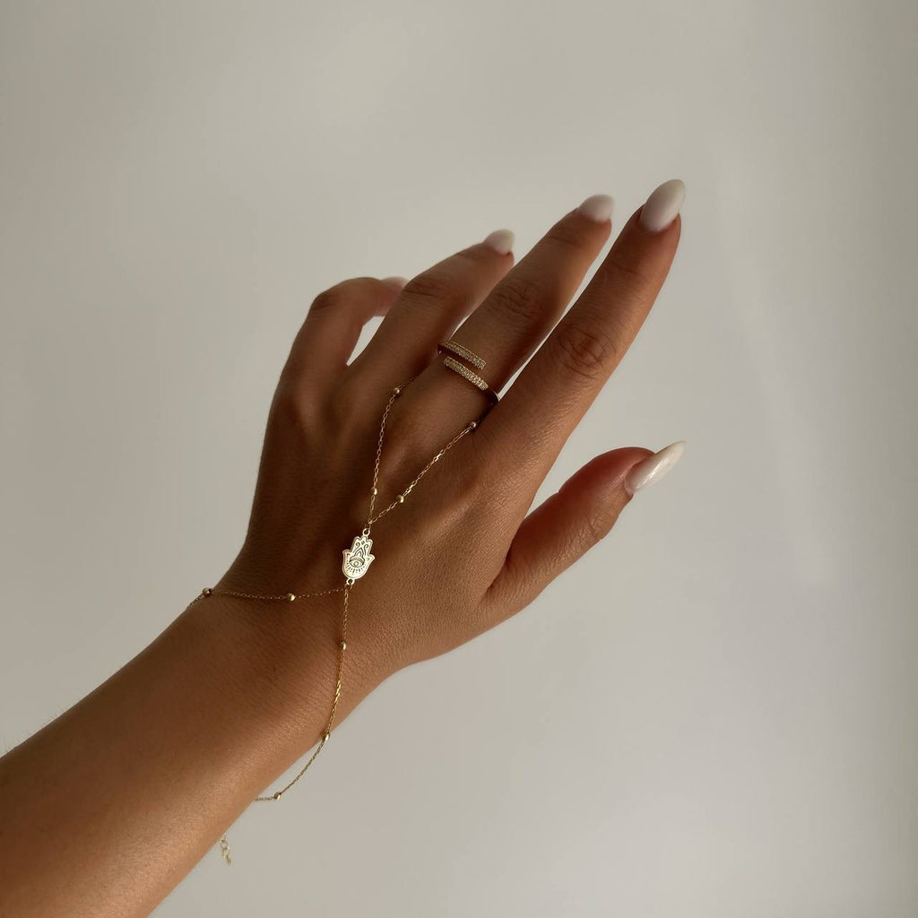 MÖNSTERD FATIMAS HANDKEDJA | 925 SILVER