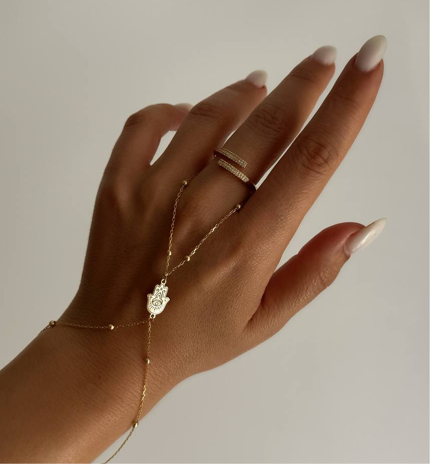 MÖNSTERD FATIMAS HANDKEDJA | 925 SILVER