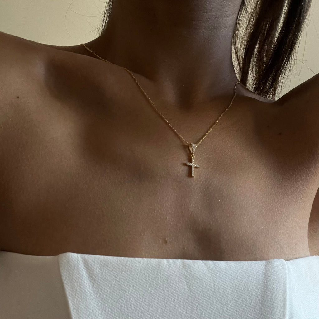 Kreuz Zirkonia Halskette (7142504464429)