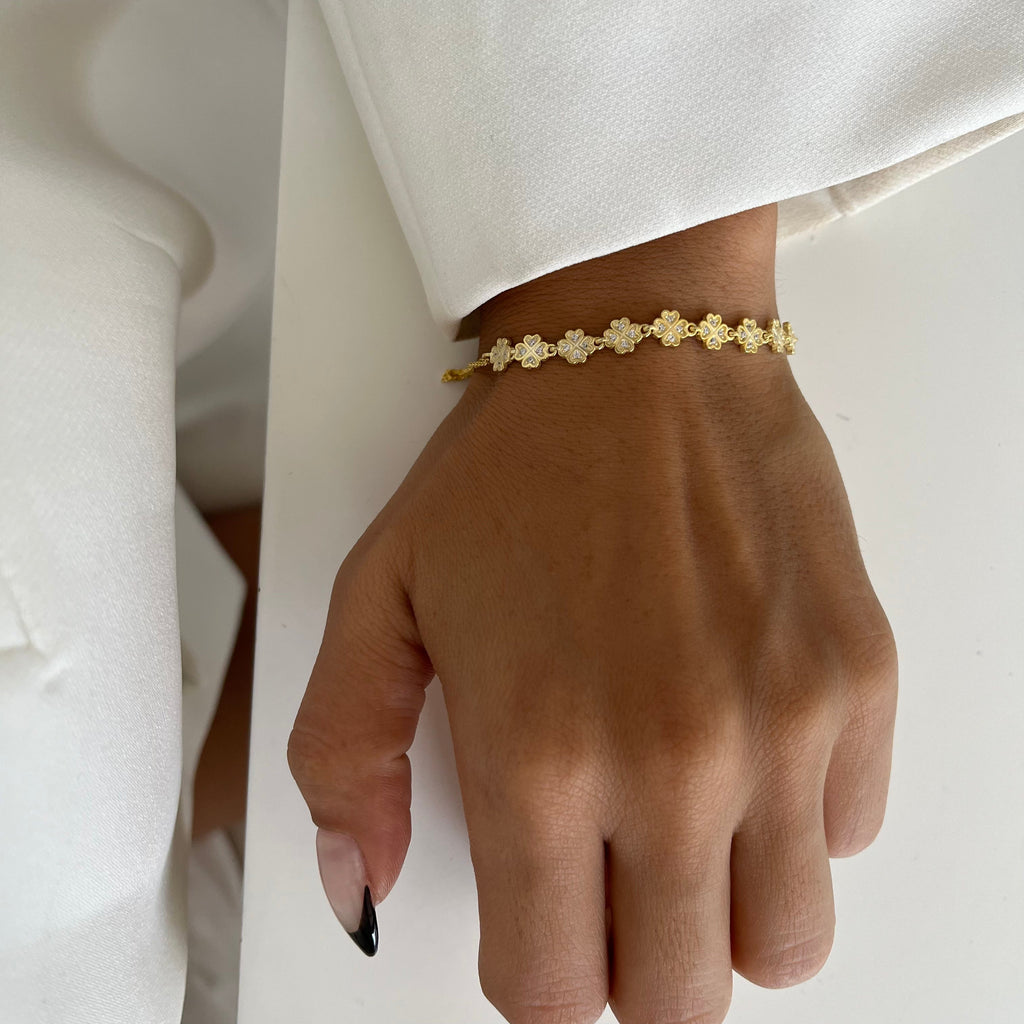 Kleeblatt Armkette mit Zirkonia (7153009754157)