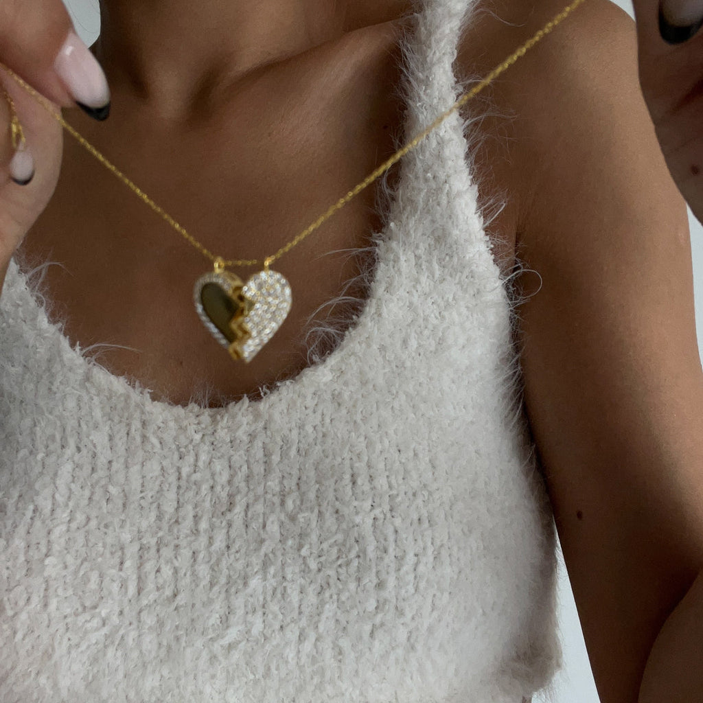 Magnet Herz Halskette mit Zirkonia (7153005494317)