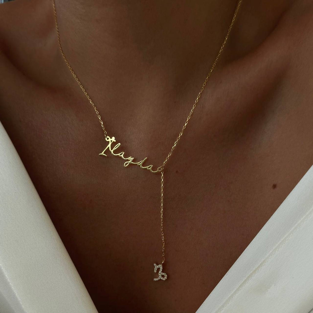 NAMN KRAGE MED HÄNGA STJÄRNHÖRN | 925 SILVER