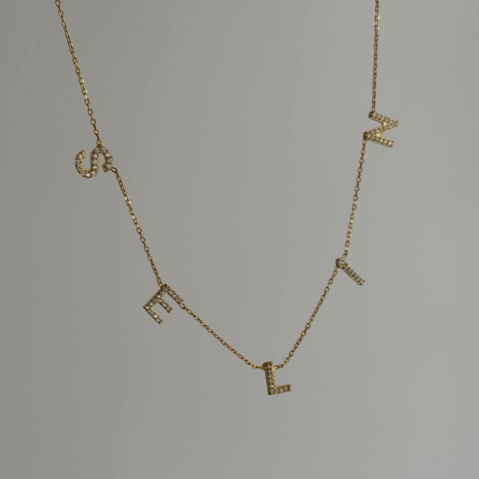 CHOCKER ZIRCONSTONE NAMN KRAGE | 925 SILVER