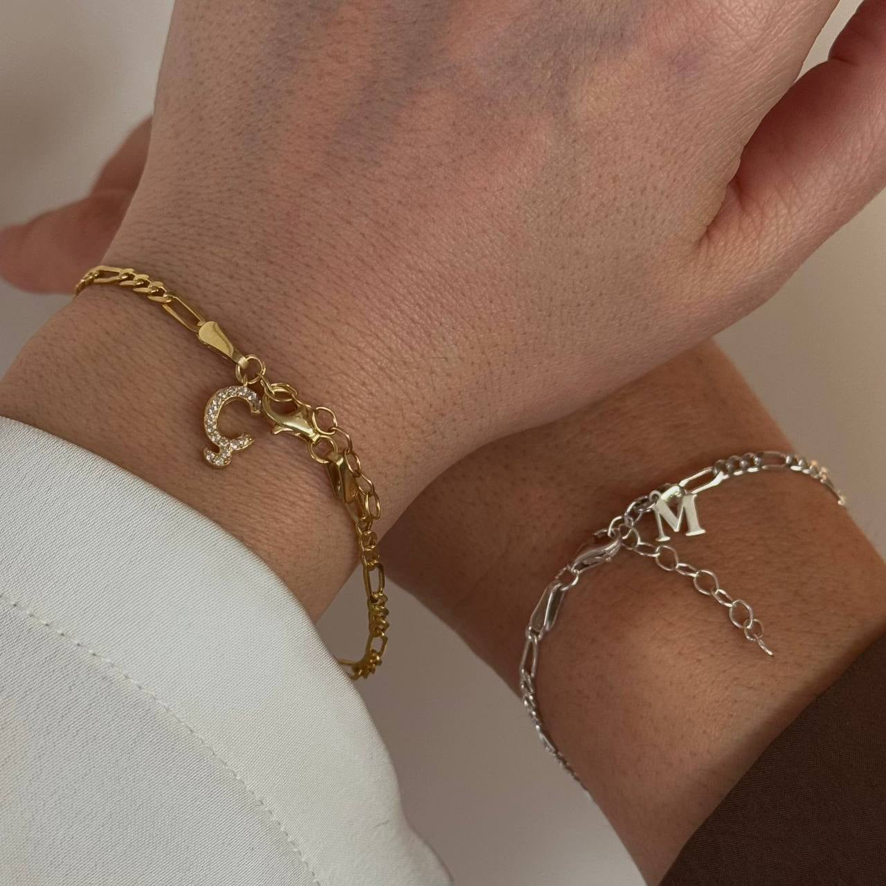 FIGARO BOKSTÄVER PARTNERARMBAND | 925 SILVER