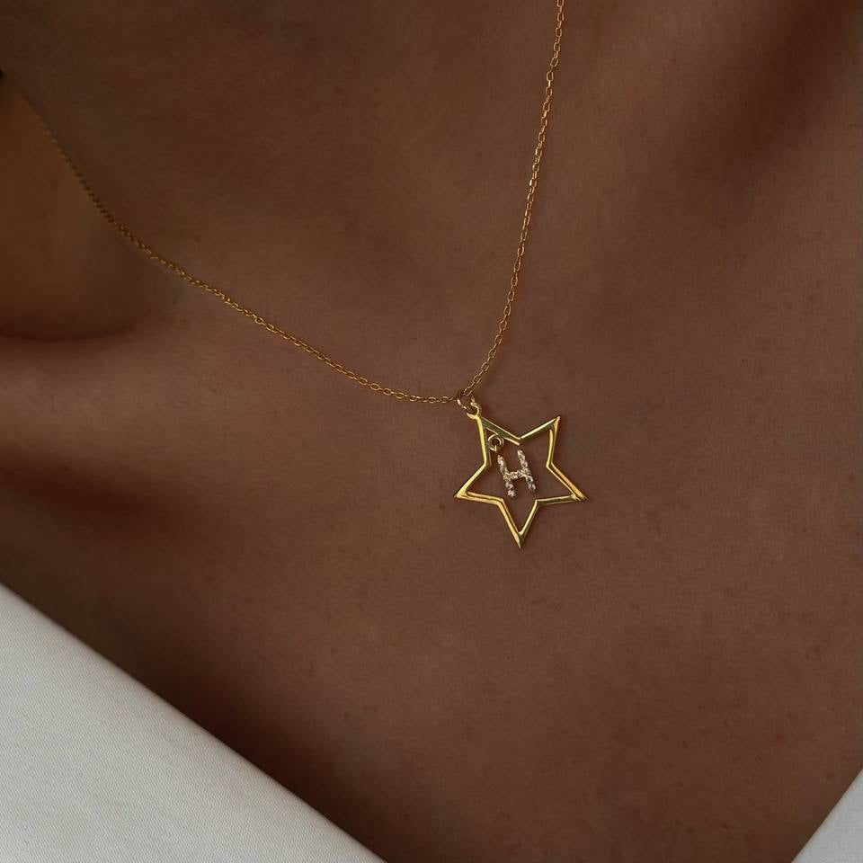 ZIRKONSTENS STJÄRNA BOKSTAVSKRABBE | 925 SILVER