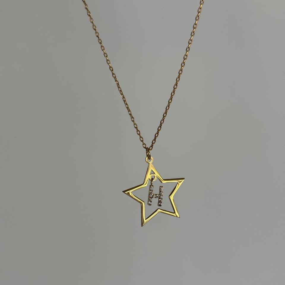 ZIRKONSTENS STJÄRNA BOKSTAVSKRABBE | 925 SILVER