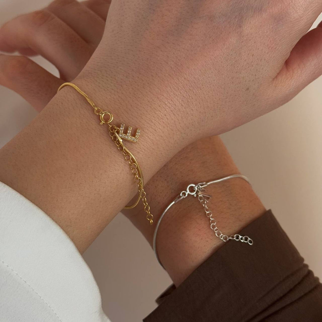 SMART ARMBAND MED ORMSKINN MED BOKSTÄVER PARTNER | 925 SILVER