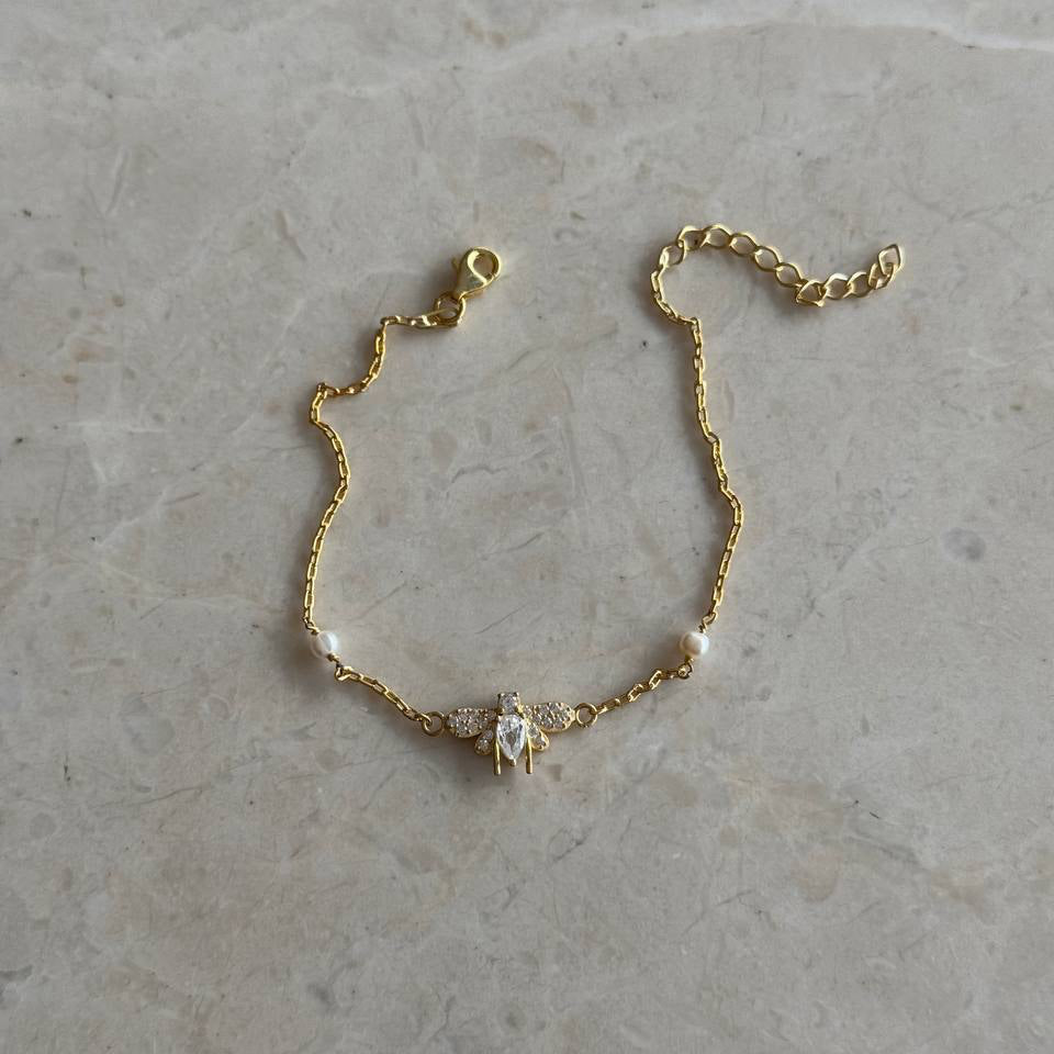 BEE ARMBAND MED PÄRLSTEN | 925 SILVER