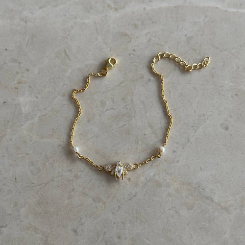 BEE ARMBAND MED PÄRLSTEN | 925 SILVER