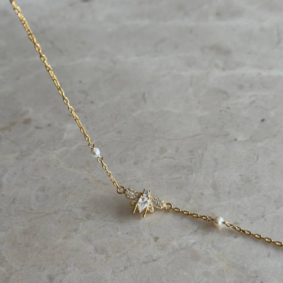 BEE ARMBAND MED PÄRLSTEN | 925 SILVER