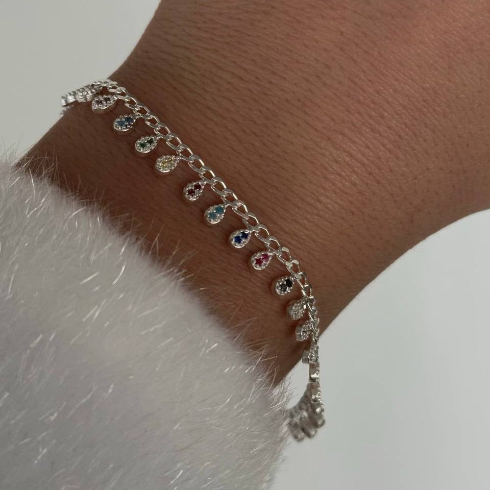 MINI FÄRGAD ZIRCONSTEN | DROP ARMBAND | 925 SILVER