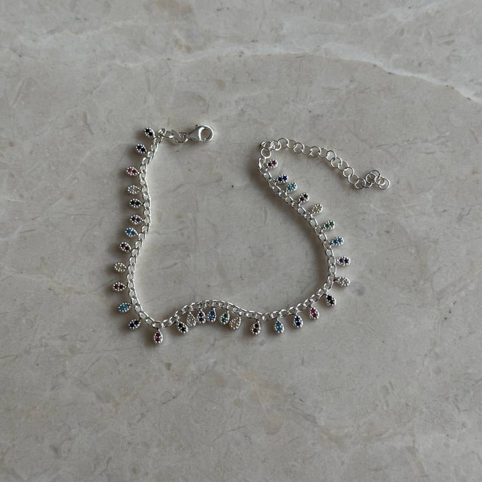 MINI FÄRGAD ZIRCONSTEN | DROP ARMBAND | 925 SILVER