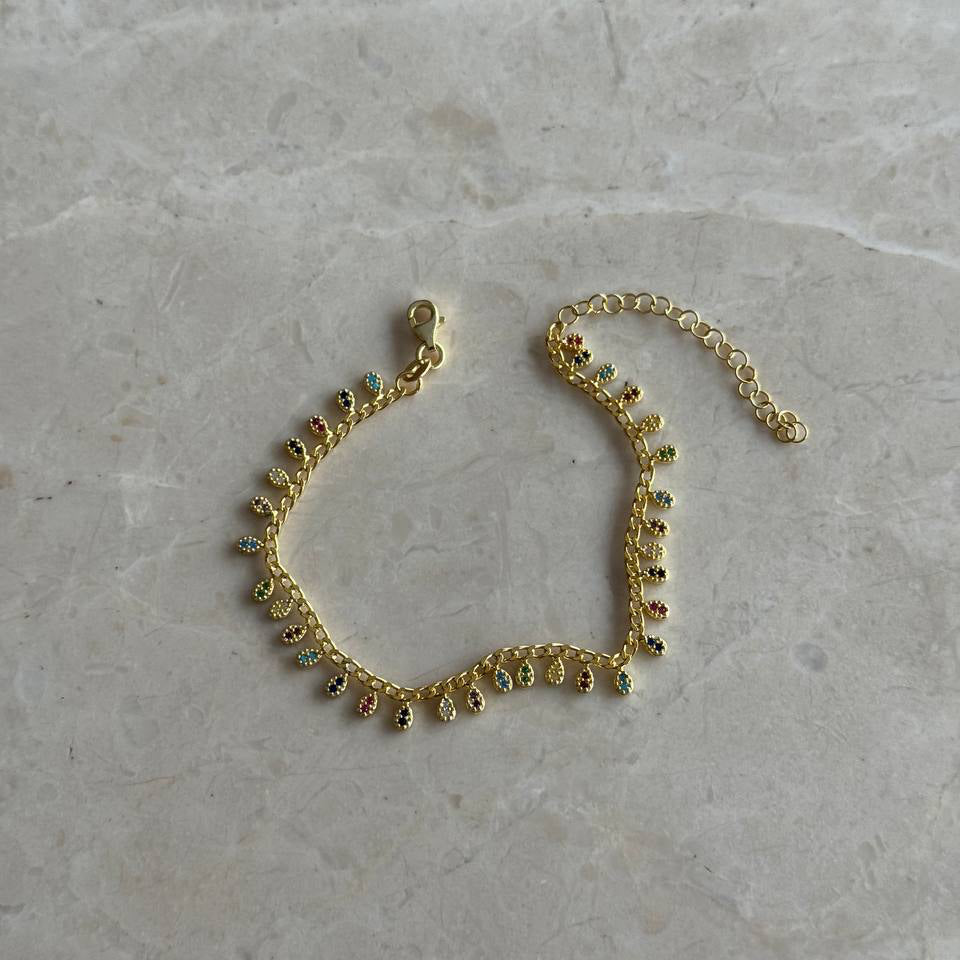 MINI FÄRGAD ZIRCONSTEN | DROP ARMBAND | 925 SILVER