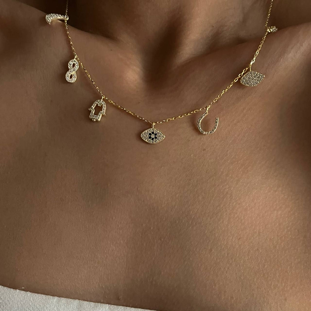 Halskette mit sieben CHARM (8045986251054)