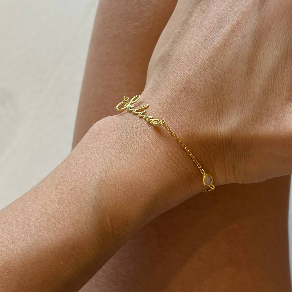 SIGNATUR NAMENSARMKETTE MIT ZIRKONIA STEIN (8061826662702)