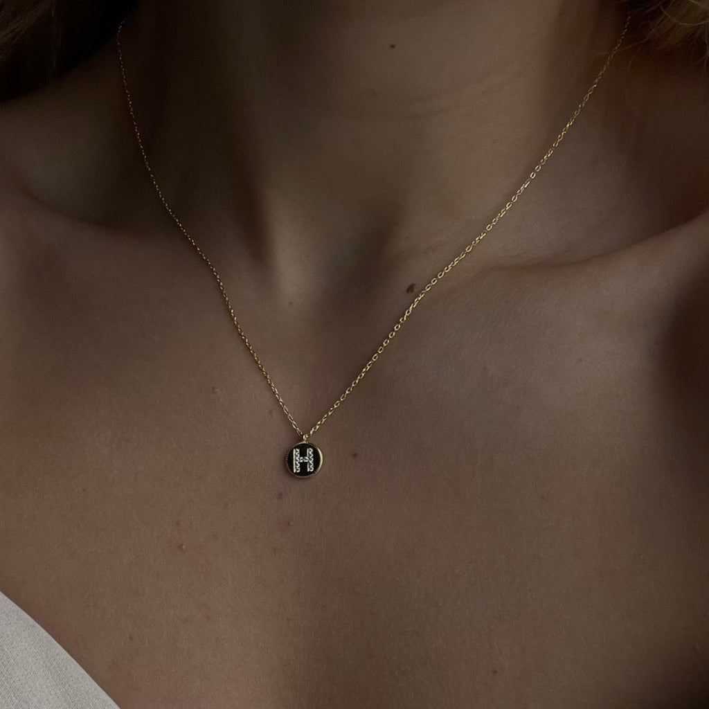 Zirkonia Plättchen Buchstaben Halskette (8022918594862)