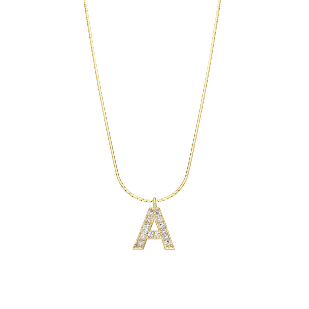 Zirkonia Letter Necklace İtali Mini (8402187288919)