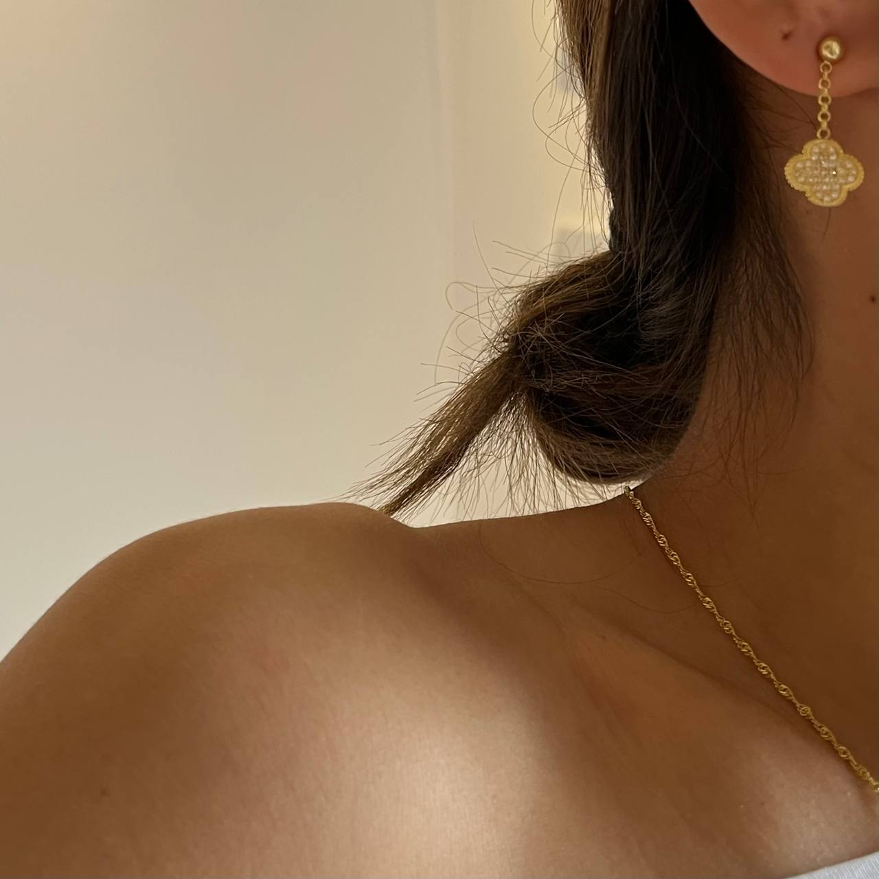 Hängend Zirkonia Kleeblatt Ohrringe (8063905792302)