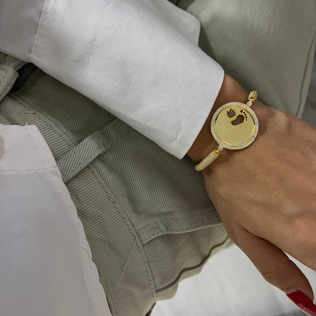 Zirkonia Gravurarmband Baby Hand&Fuß (7054412447789)