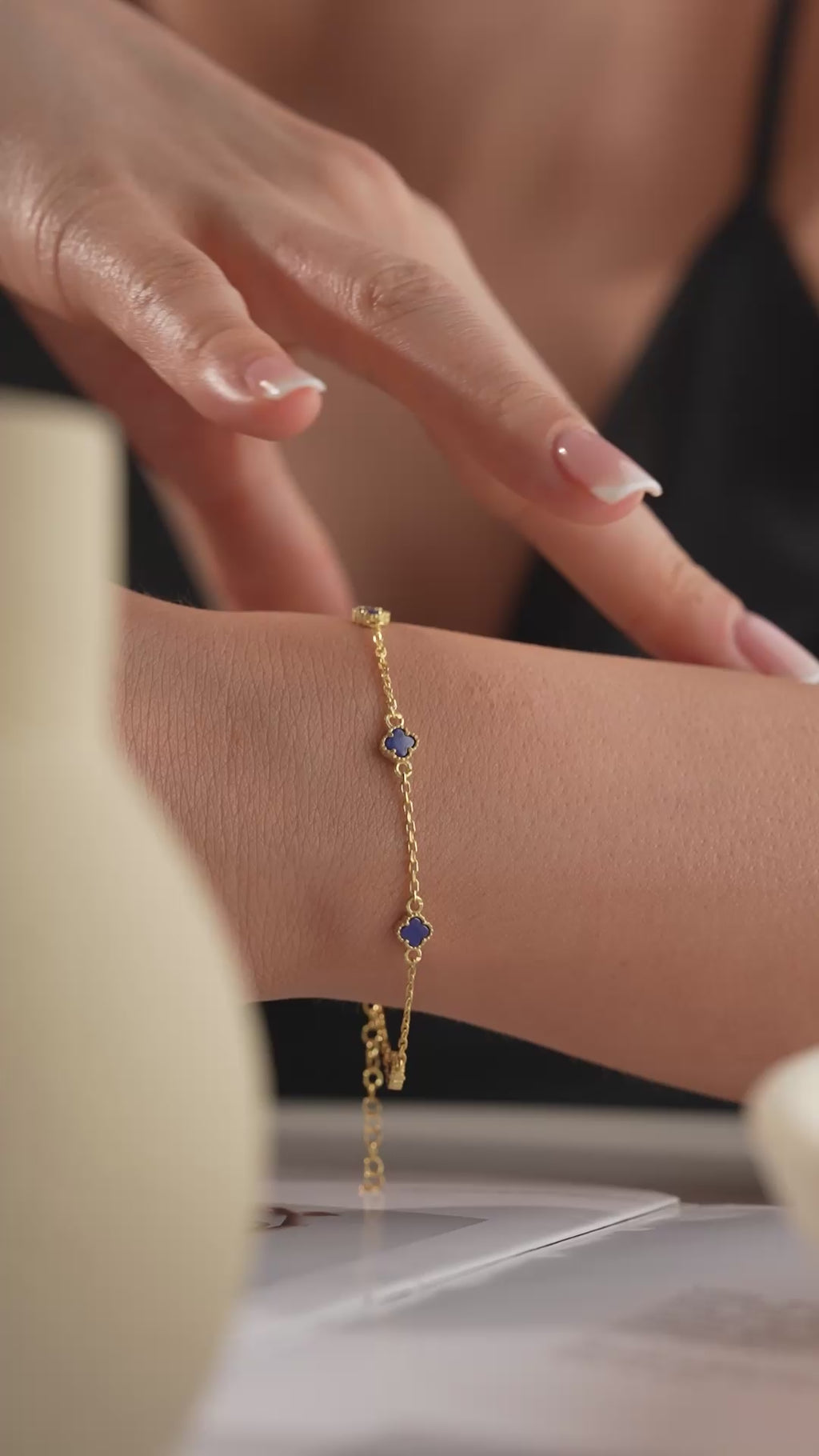 MINIMALT BLÅKLÖVER-ARMBAND | 925 SILVER