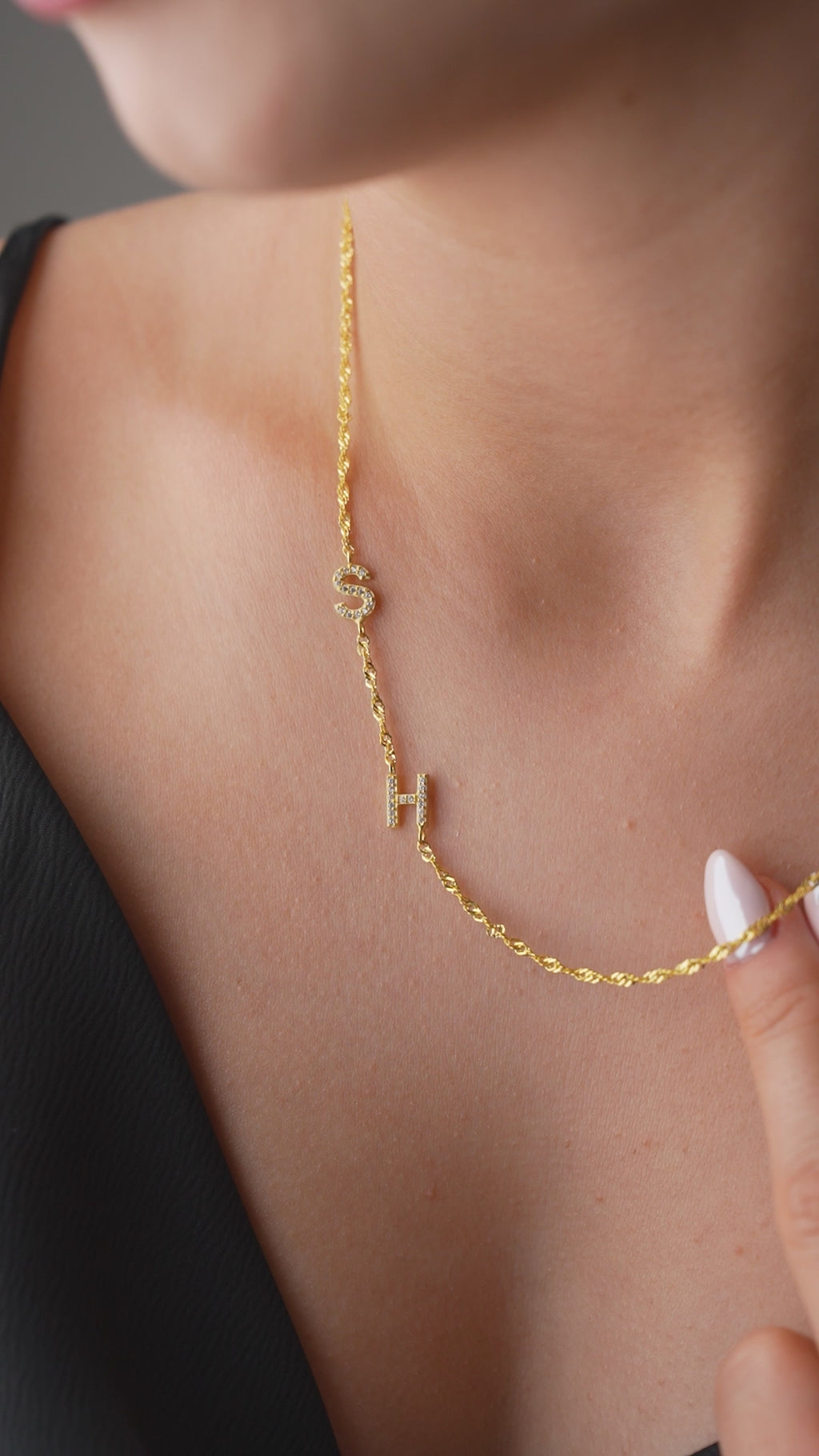 SINGAPORE DUO ZIRKONIA BRUKSHALSBAND | 925 SILVER