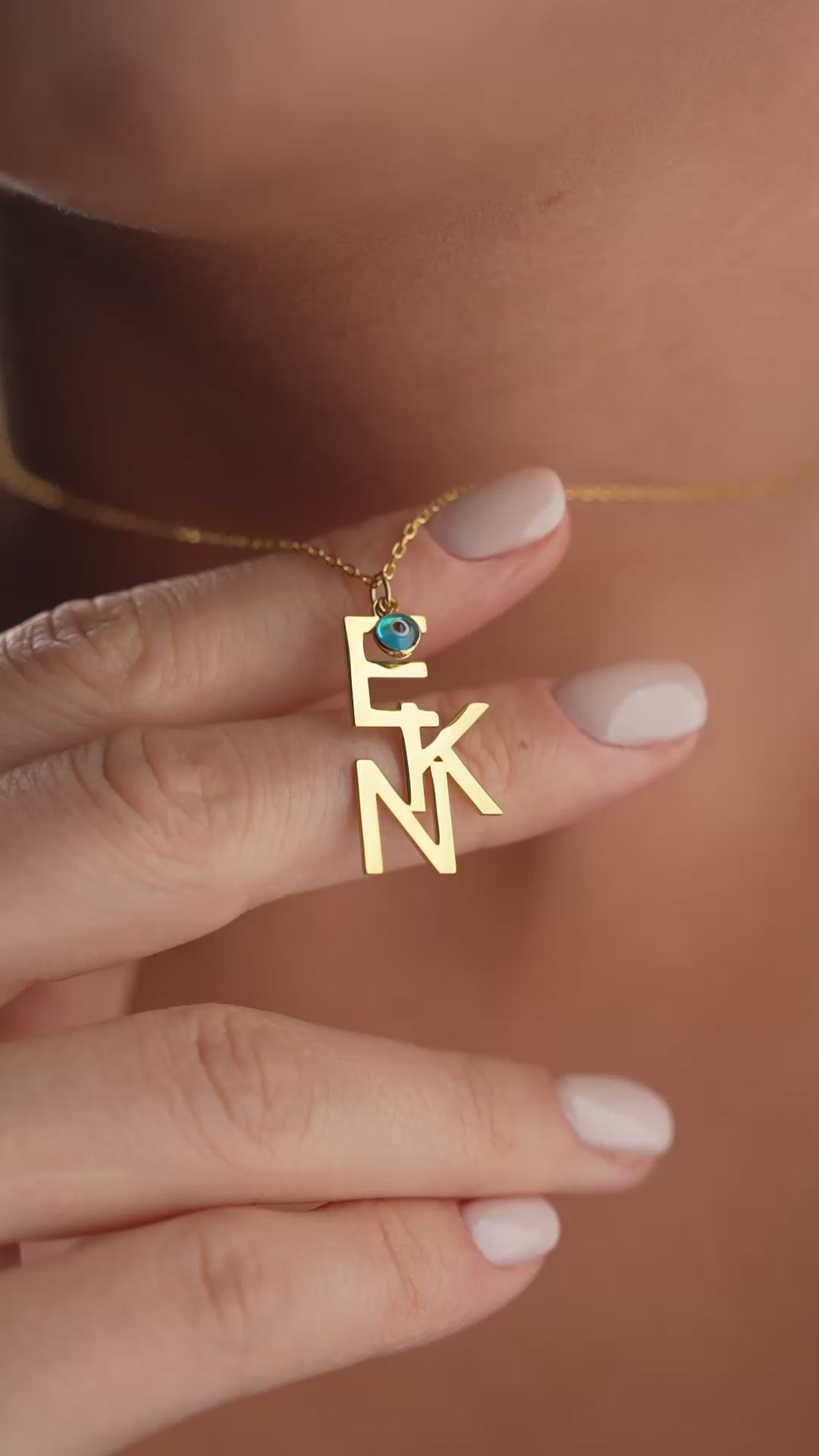 TRIO INITIALER HALSBAND MED NAZAR | 925 SILVER