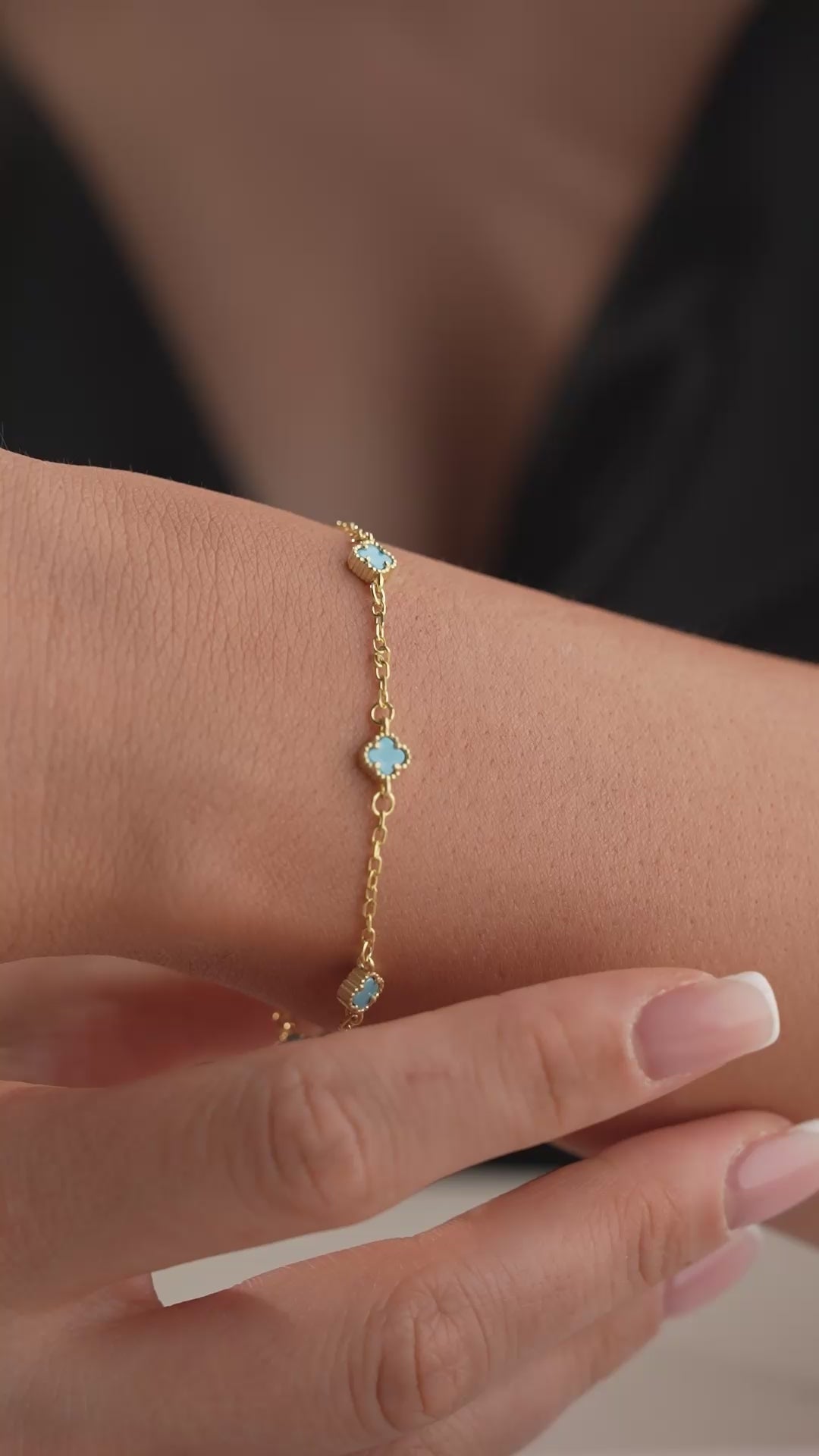 MINIMAL TURKOS KLÖVER ARMBAND | 925 SILVER