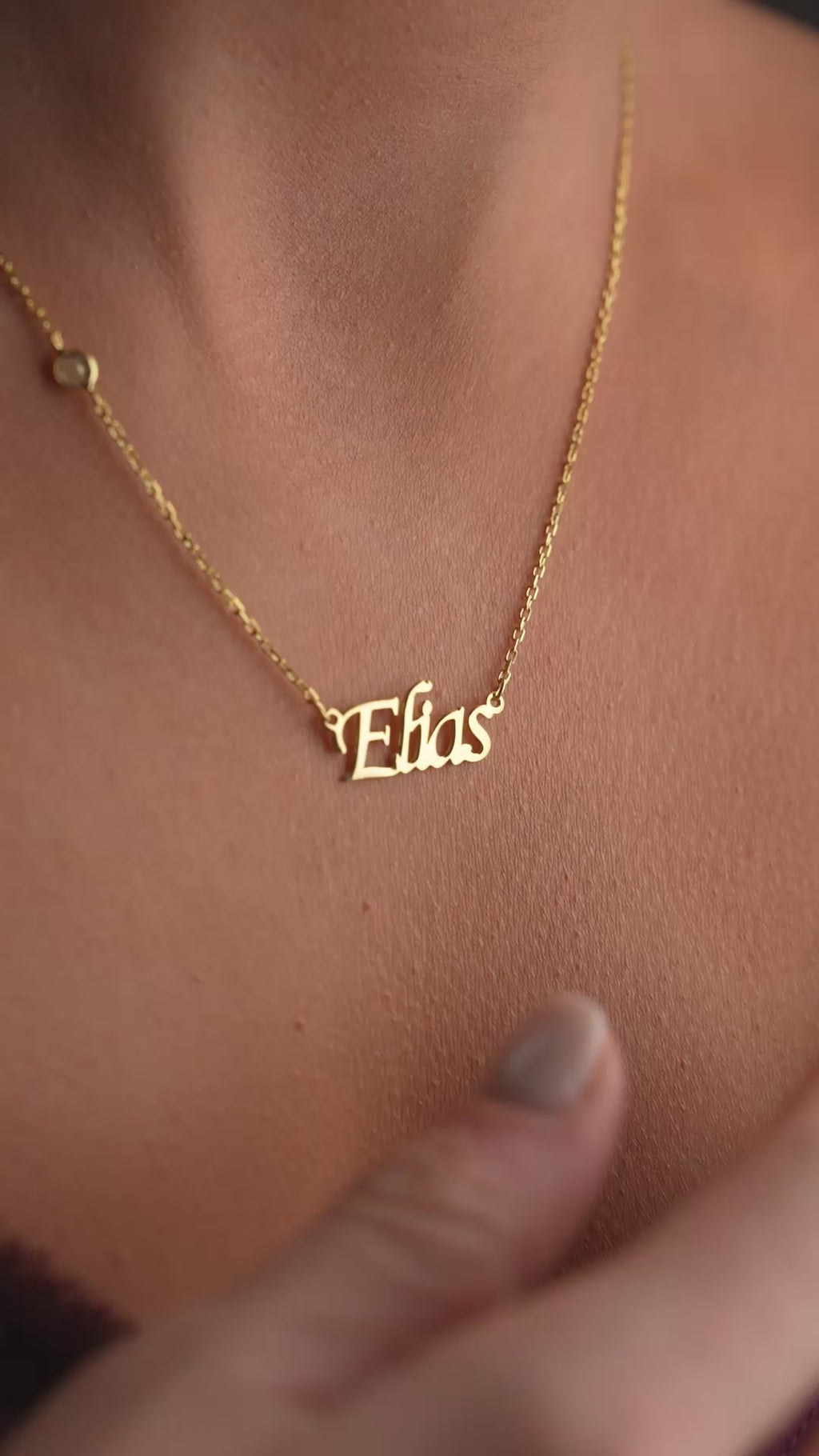 HORISONTAL NAMNKEDJA MED STEN - 925 SILVER